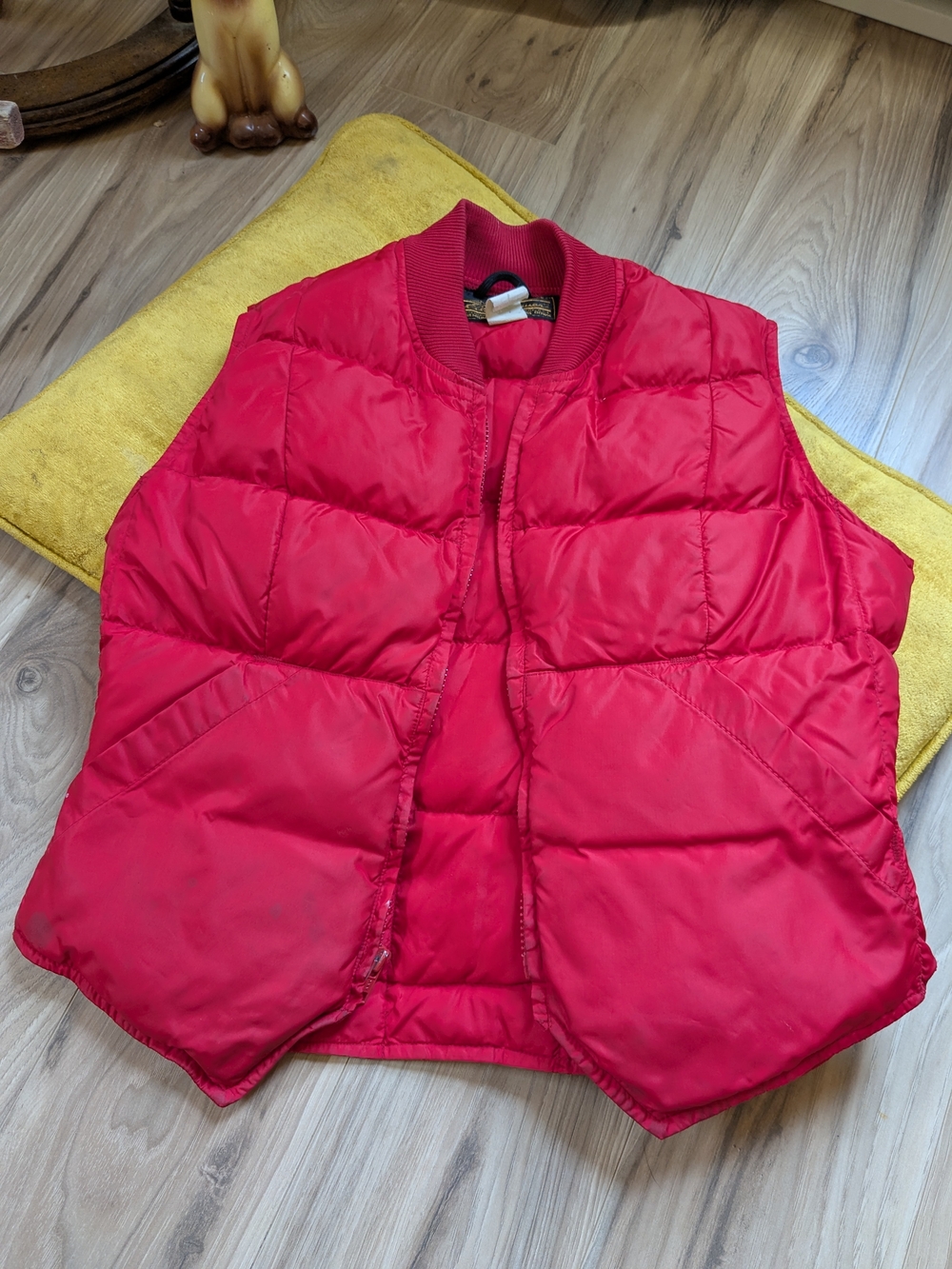Vtg 90's Eddie Bauer Red Quilted Goose Down Vest